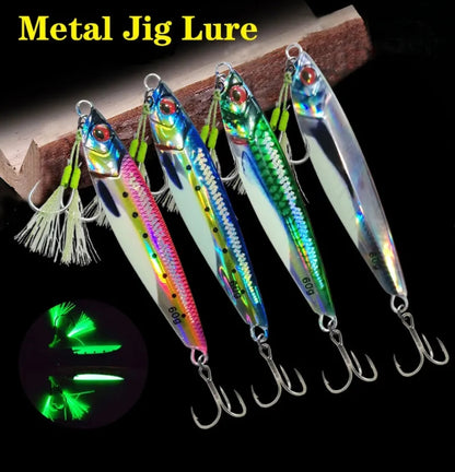 Metal Jigs 60g Glow Luminico exelente para pesca Surf Casting de costa y Pesca embarcada